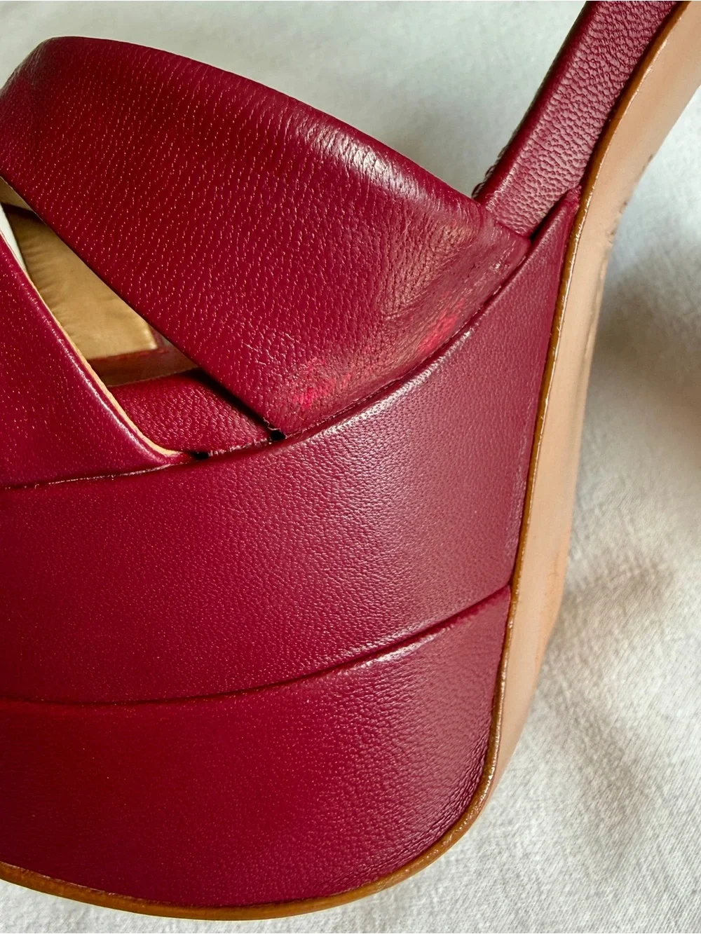 SCHUTZ Keefa Berry-Magenta Platform Block Heel Sandals SZ 8.5
